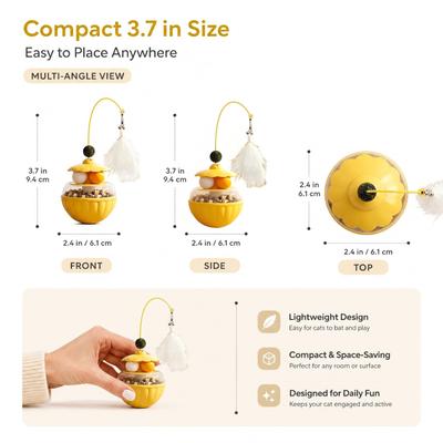 Show full view: Kseroo 2-in-1 Wobbling Treat-Dispensing Cat Toy, Yellow slide 7 of 9