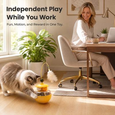 Show full view: Kseroo 2-in-1 Wobbling Treat-Dispensing Cat Toy, Yellow slide 8 of 9