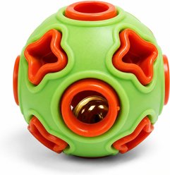 Kseroo 4-Corner Squeaky Ball Dog Toy, Green/Orange, Large