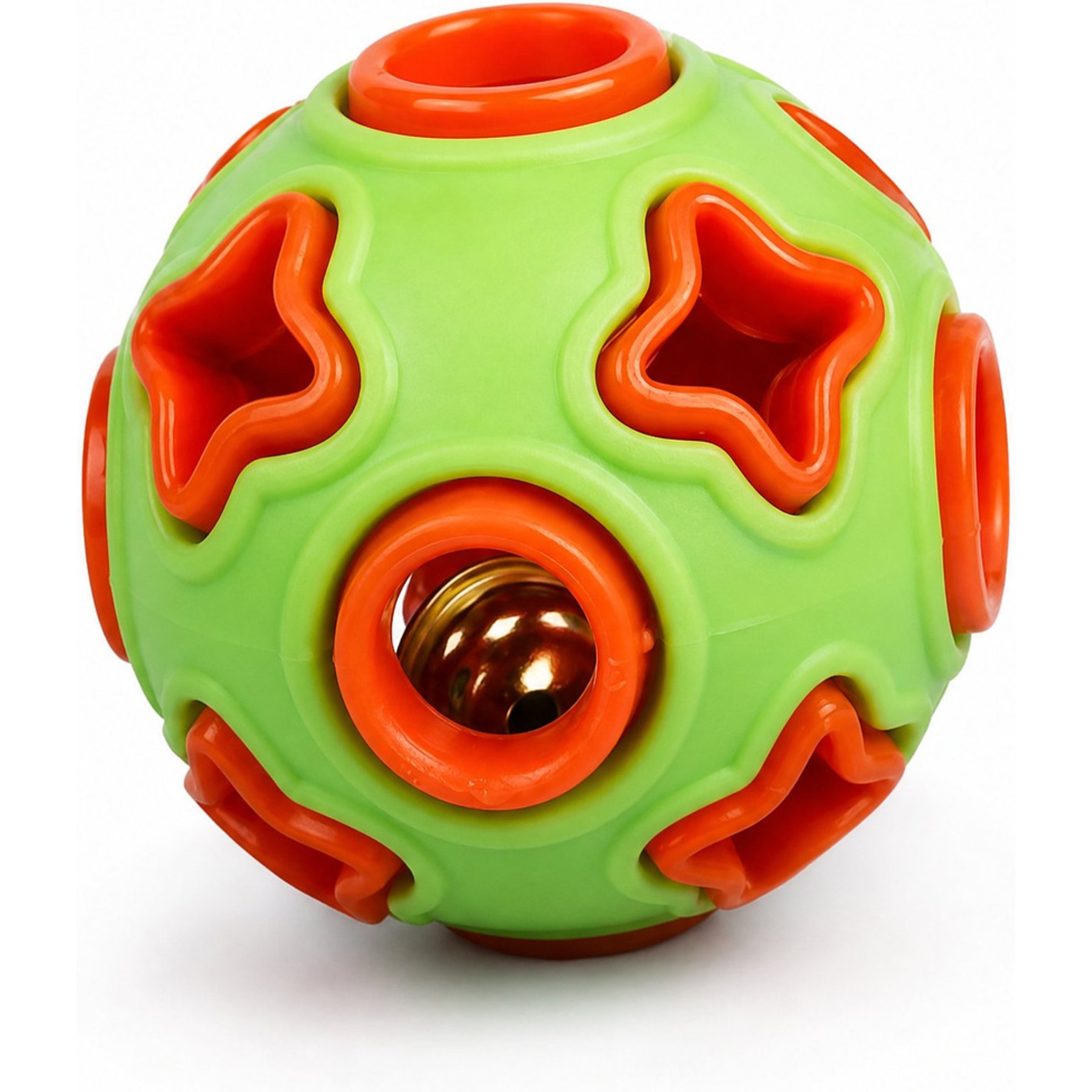 Kseroo 4-Corner Light-Up Ball Dog Toy, Green/Orange, Small