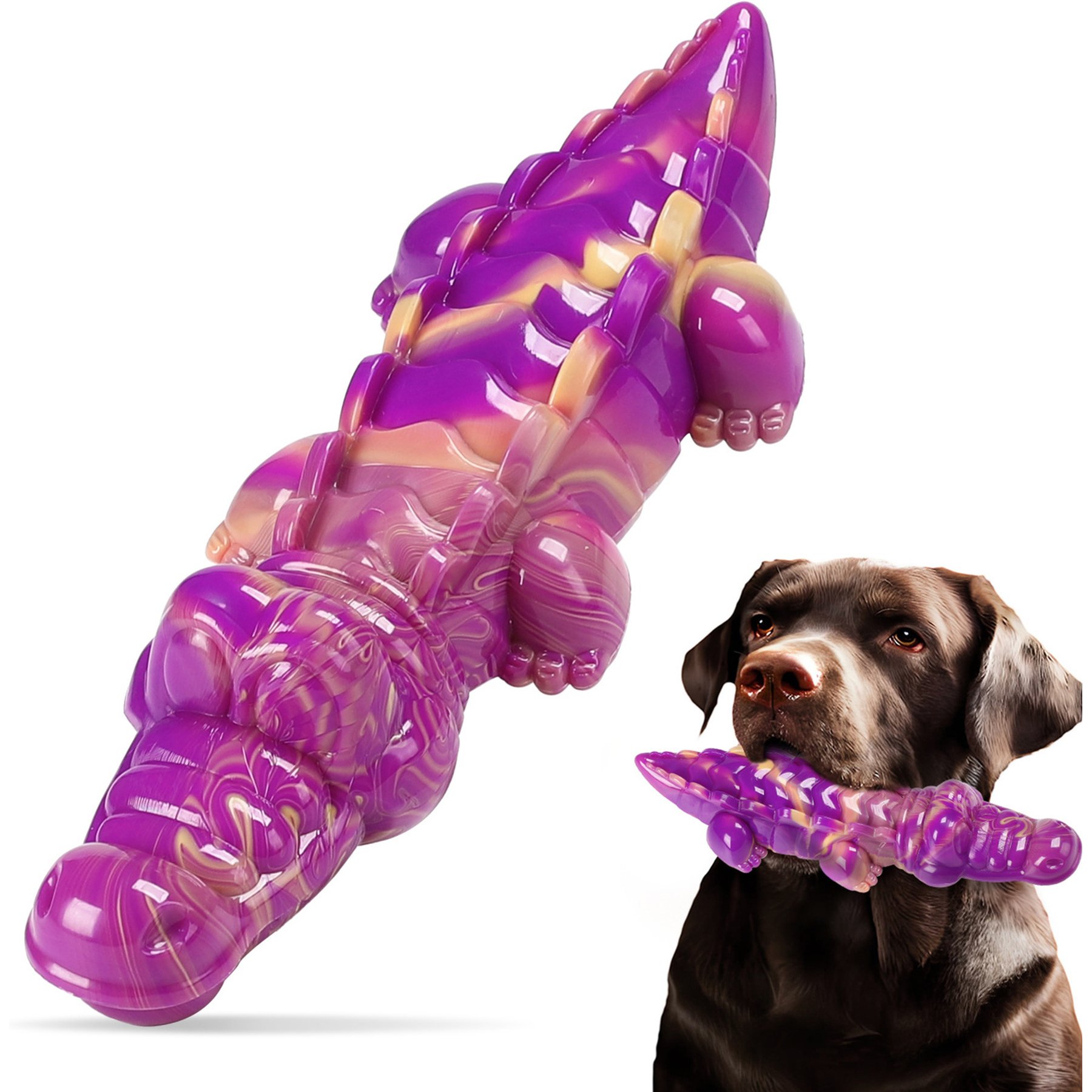 Kseroo Alligator Beef-Flavored Nylon Tough Chew Dog Toy, Purple