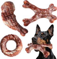 Kseroo Bone Set Beef-Flavored Tough Chew Dog Toys, Brown, 3 count