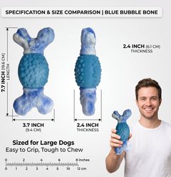 Kseroo Bubble Bone Milk Flavored Rubber & Nylon Hybrid Teeth Cleaning Dog Chew Toy, Blue slide 2 of 8