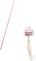 Kseroo Bumblebee Plush Crinkly Wings Training & Squeaky Teaser Wand Cat Toy, Pink