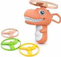 Kseroo Cartoon Dinosaur Flying Disc Launcher Cat Toy, Pink
