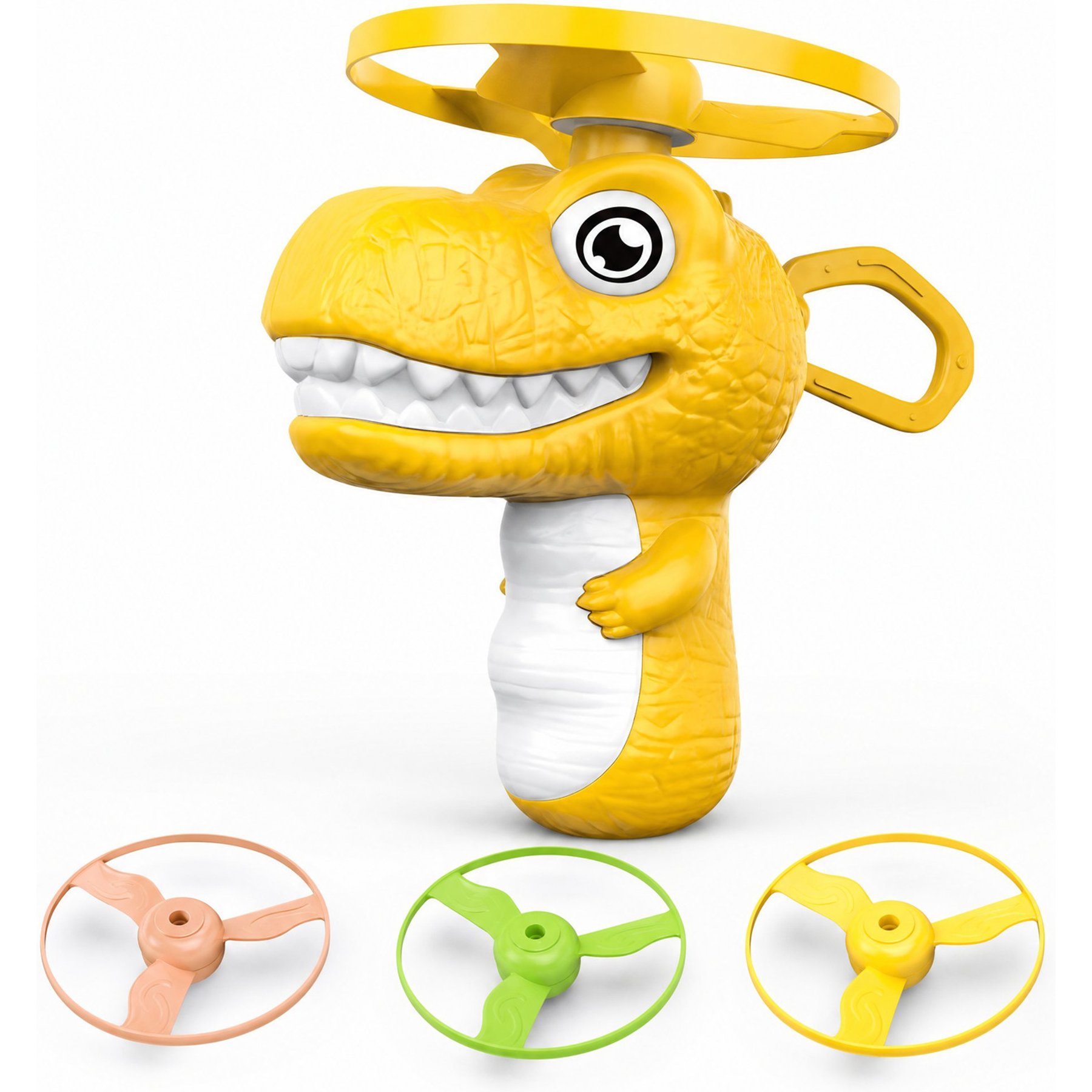 Kseroo Cartoon Dinosaur Flying Disc Launcher Cat Toy, Yellow