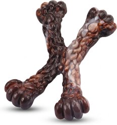 Kseroo Cat Paw Four-Legged Bone Bacon Flavored Nylon Dental Care Dog Chew Toy, Brown