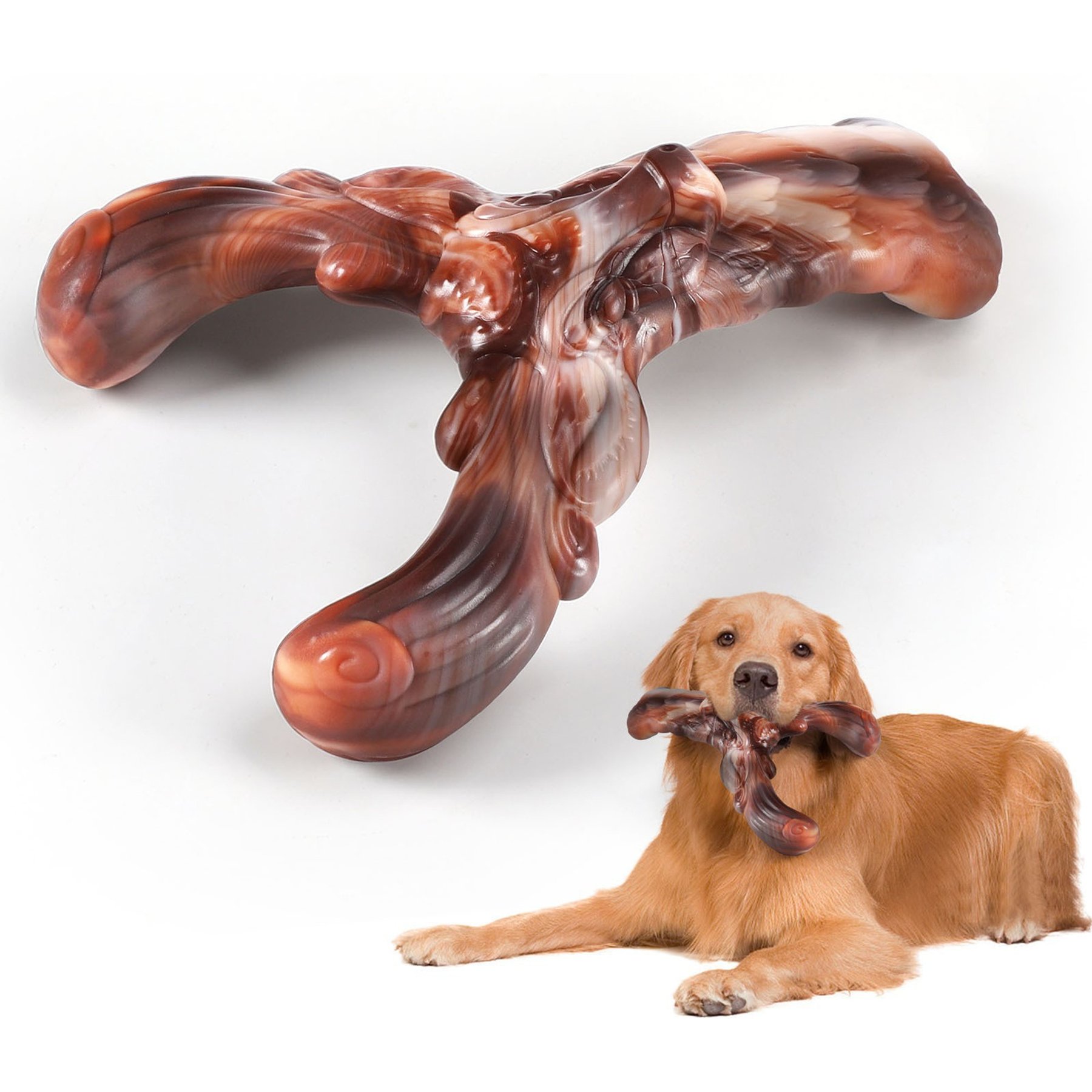Kseroo Christmas Deer Beef-Flavored Nylon Tough Chew Dog Toy, Brown
