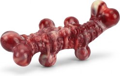 Kseroo Dinosaur Bone Bacon Flavored Nylon Dental Care Dog Chew Toy, Red