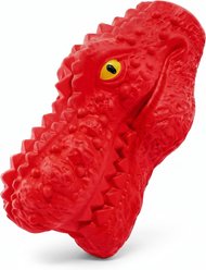 Kseroo Dinosaur Head Beef Flavored Rubber Squeaky Teeth Cleaning Dog, Red