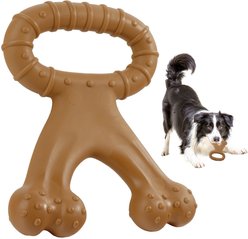 Kseroo Double-Headed Beef-Flavored Nylon Tough Chew Dog Toy, Brown