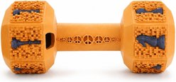 Kseroo Dumbbell Dental Rubber Training & Teething Chew Dog Toy, Orange, Medium