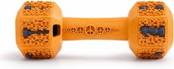 Kseroo Dumbbell Dental Rubber Training & Teething Chew Dog Toy, Orange, Small