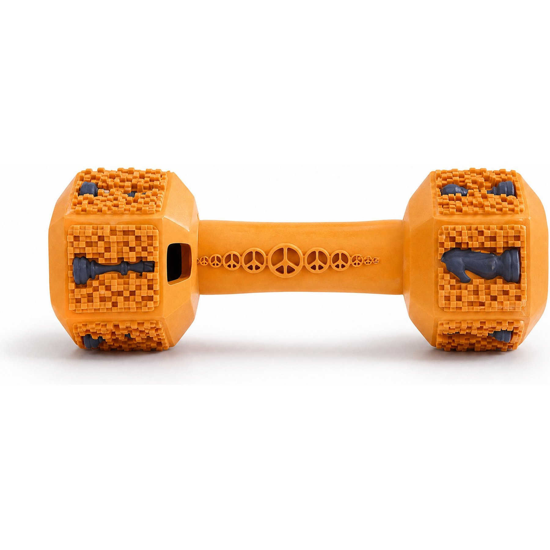 Kseroo Dumbbell Dental Rubber Training & Teething Chew Dog Toy, Orange, Small