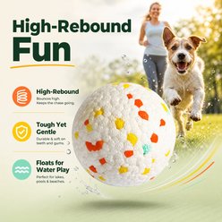 Kseroo Interactive Play Bounce Fetch Training Spring & Teething Ball Dog Toy, Large, Orange/Yellow/Green slide 2 of 9