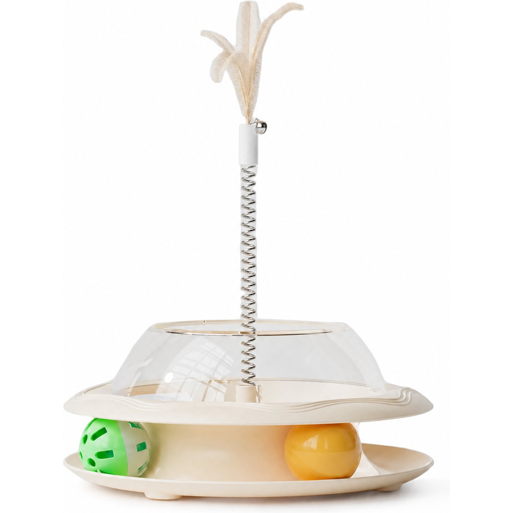 Kseroo Feather Track Cat Spinner Toy, Beige