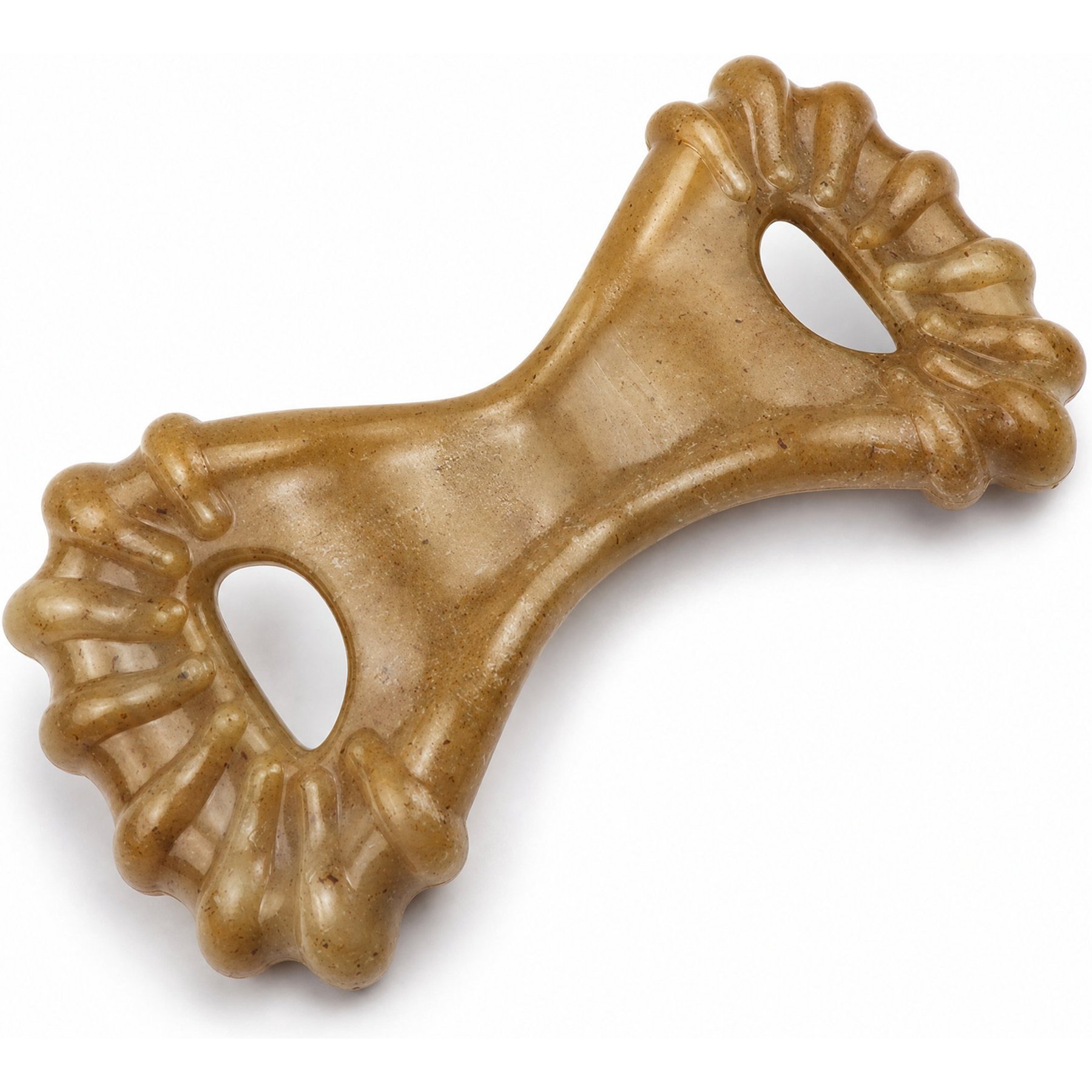 Kseroo Flat 8-Bone Bacon Flavored Nylon Dental Care Dog Chew Toy, Light Brown