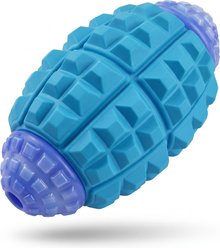 Kseroo Football Chew Toy Beef Flavored Rubber & Nylon Hybrid Dog Chew Toy with Squeaker, Blue