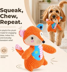 Kseroo Fox Plush Squeaky Cat Toy, Orange slide 2 of 9