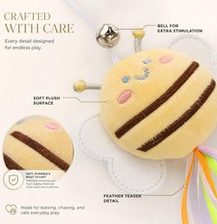 Kseroo Bumblebee Plush Crinkly Wings Training & Squeaky Teaser Wand Cat Toy, Yellow slide 2 of 8