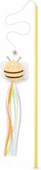 Kseroo Bumblebee Plush Crinkly Wings Training & Squeaky Teaser Wand Cat Toy, Yellow