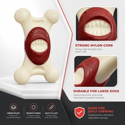 Kseroo Large Shark Encapsulated Bone Bacon Flavored Nylon Dental Care Dog Chew Toy, Red, 6.7-in slide 2 of 9