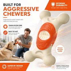 Kseroo Shark Head Beef Flavored Nylon Dental Care & Anxiety Relief Dog Chew Toy, Orange, 6.7-in slide 2 of 6