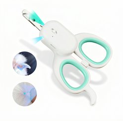 Kseroo LED Light-Up Safety Scissor Trimmer with Precise Blades & Comfort Grip Cat & Small Dog Nail Clippers, White