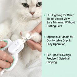 Kseroo LED Light-Up Safety Scissor Trimmer with Precise Blades & Comfort Grip Cat & Small Dog Nail Clippers, White slide 2 of 7