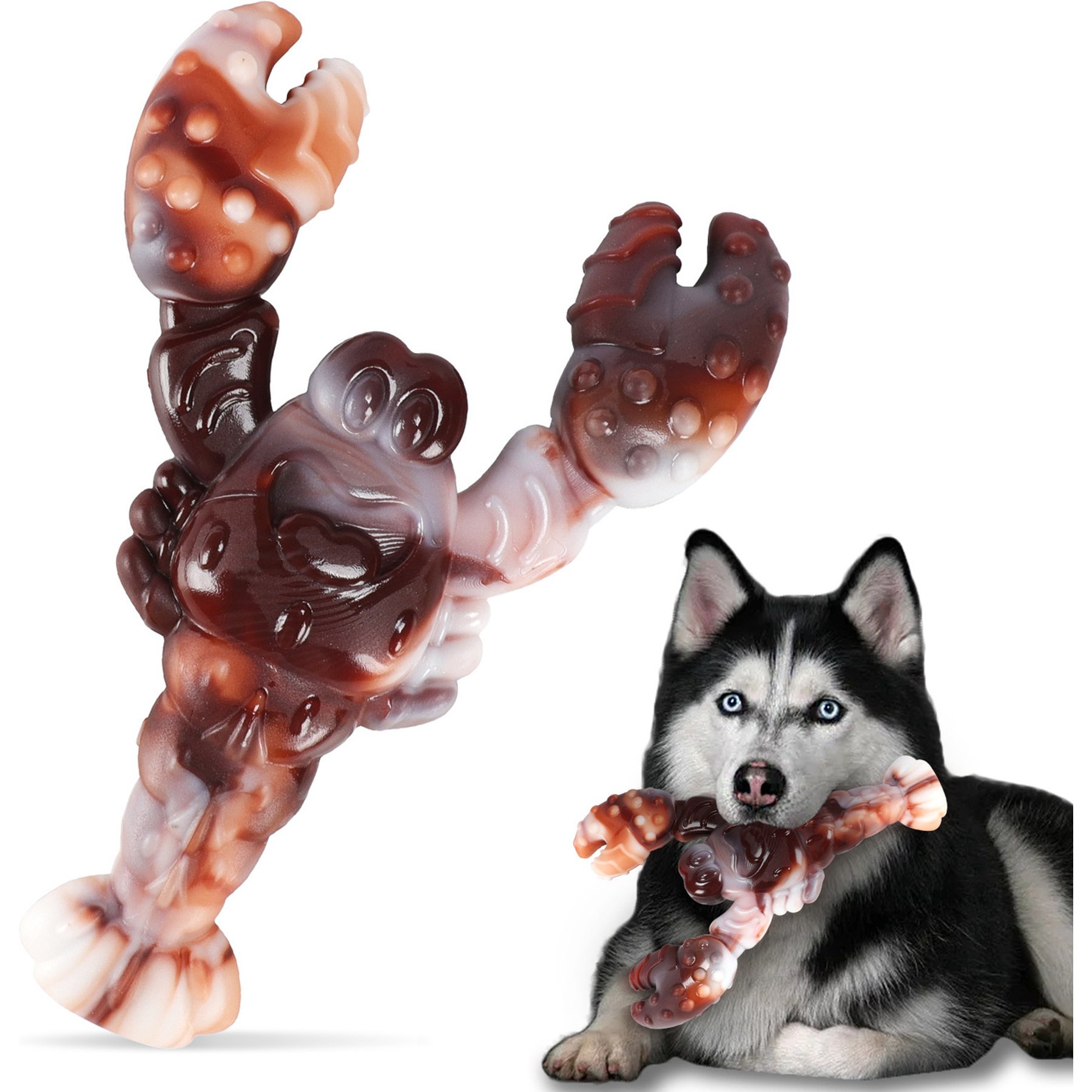 Kseroo Lobster Beef-Flavored Nylon Tough Chew Dog Toy, Brown