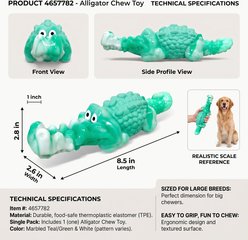Kseroo Long Snout Crocodile Milk Flavored Rubber & Nylon Hybrid Dog Chew Toy with Squeaker, Green slide 2 of 7