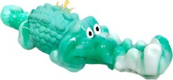 Kseroo Long Snout Crocodile Milk Flavored Rubber & Nylon Hybrid Dog Chew Toy with Squeaker, Green