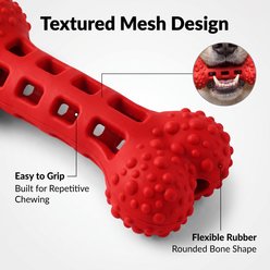 Kseroo Mesh Bone Bacon Flavored Rubber Treat Dispenser Dental Care Dog Chew Toy, Red slide 2 of 9