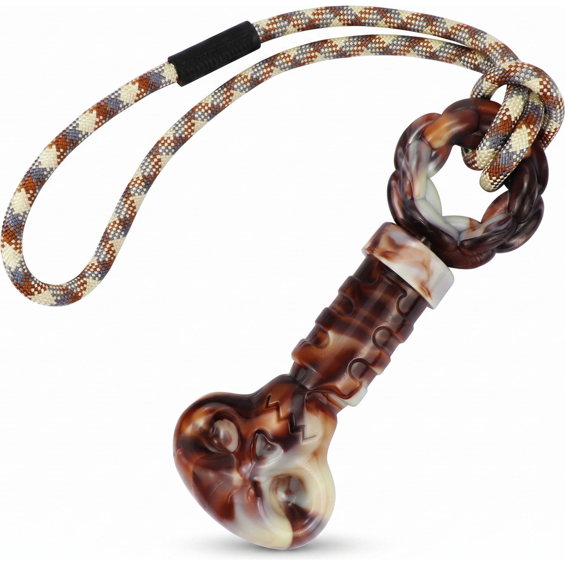 Kseroo Mixed Skull I-Bone Interactive Bacon Flavored Nylon & Cotton Rope Dog Tug Toy with Squeaker, Brown
