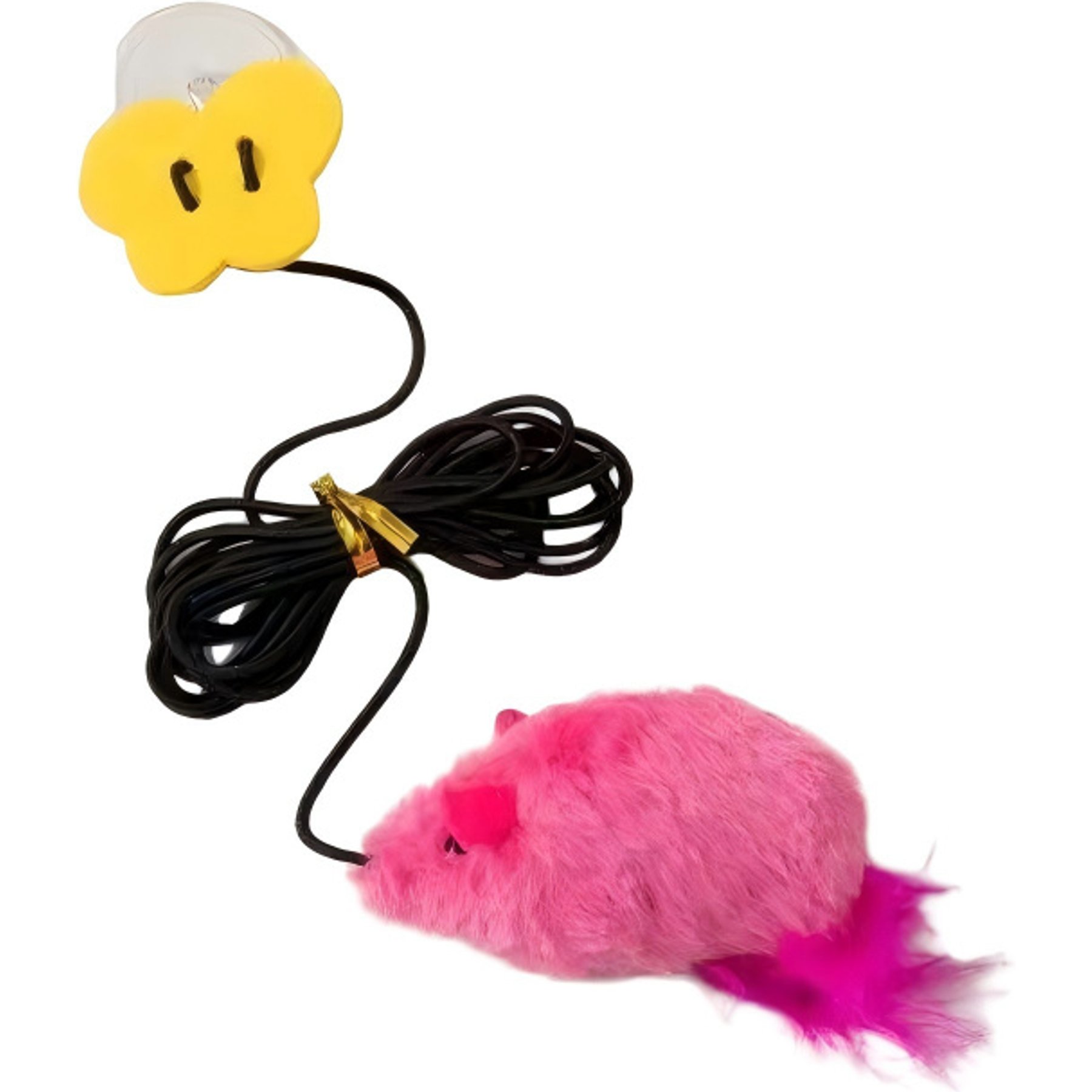 Kseroo Mouse Teaser Wand Training & Squeaky Hanging Scratchers Cat Toy, Pink