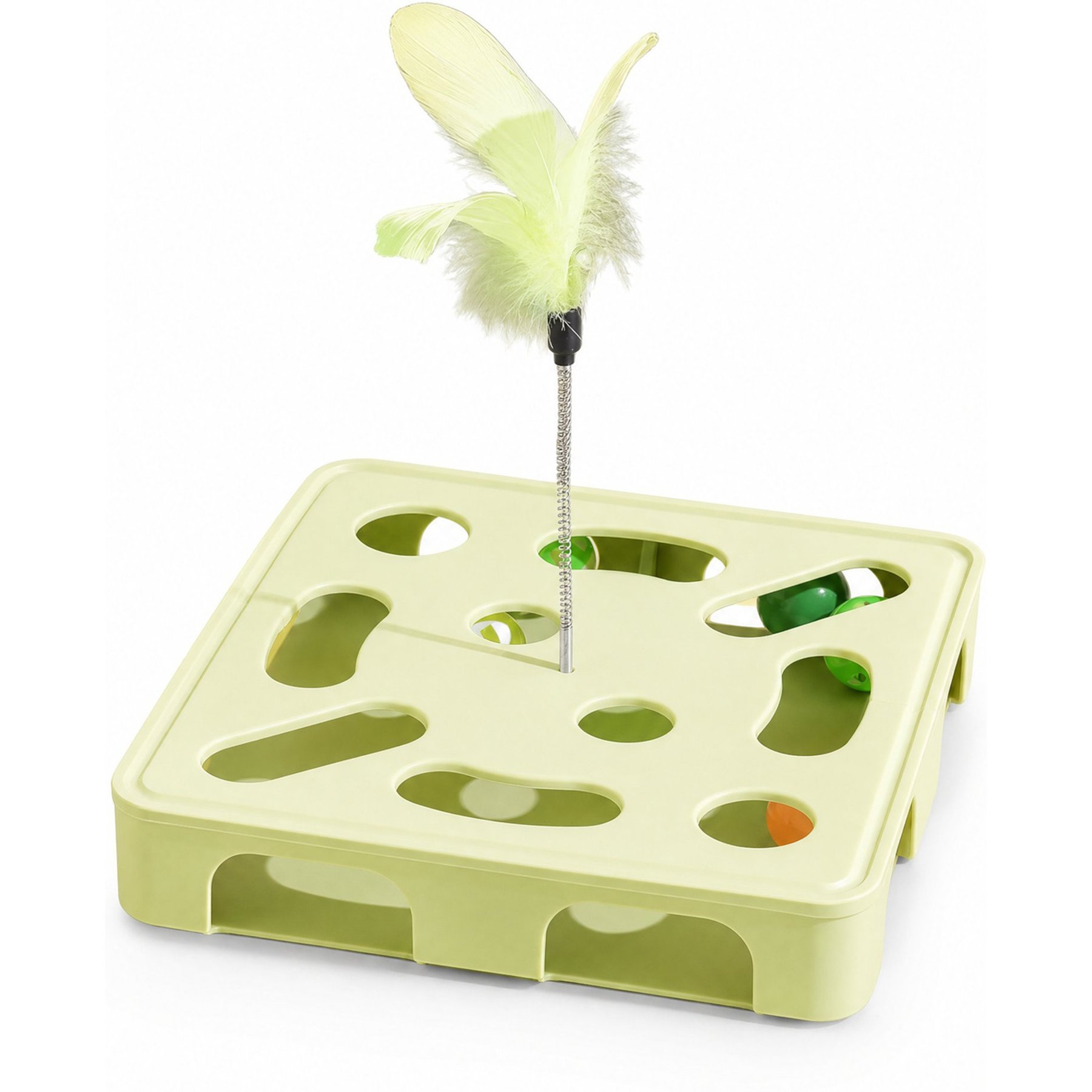 Kseroo Multi-Section Rotating Bell Cat Teaser Toy, Light Green