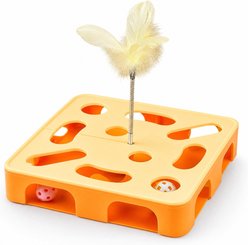 Kseroo Multi-Section Rotating Bell Cat Teaser Toy, Orange