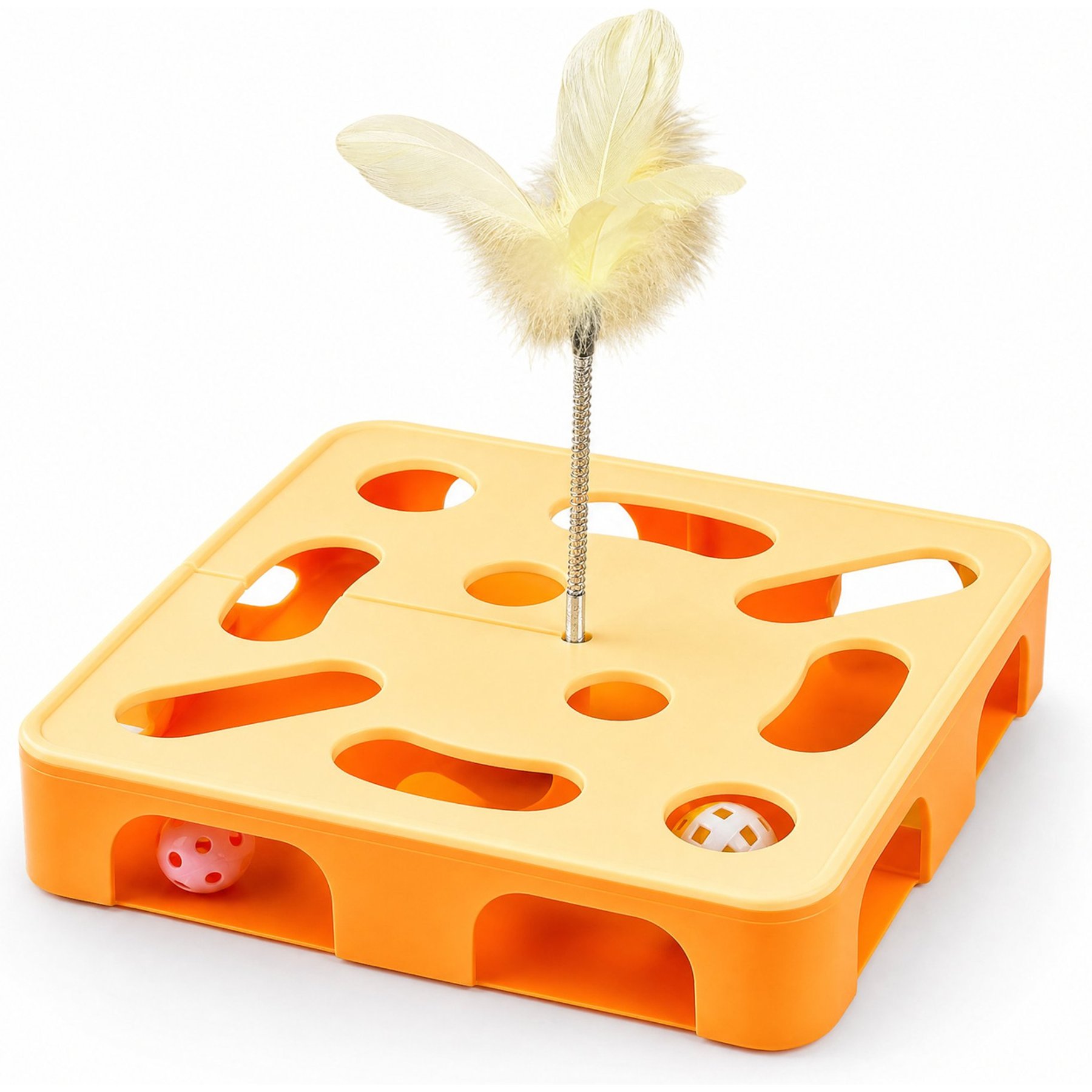 Kseroo Multi-Section Rotating Bell Cat Teaser Toy, Orange