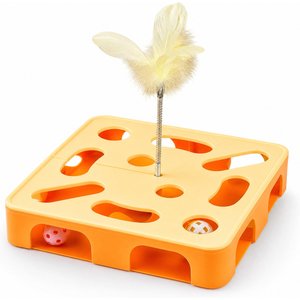 Kseroo Multi-Section Rotating Bell Cat Teaser Toy, Orange