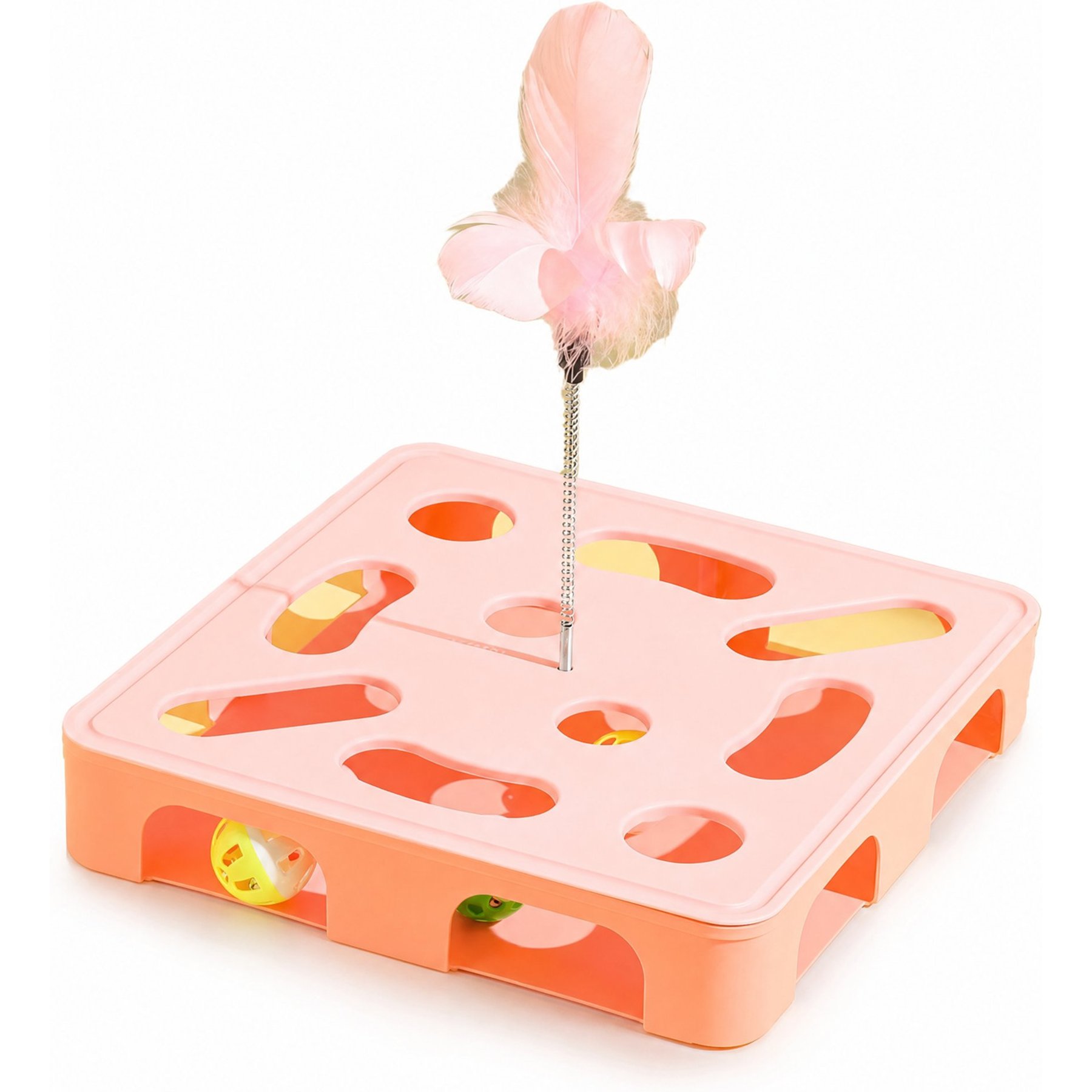 Kseroo Multi-Section Rotating Bell Cat Teaser Toy, Pink