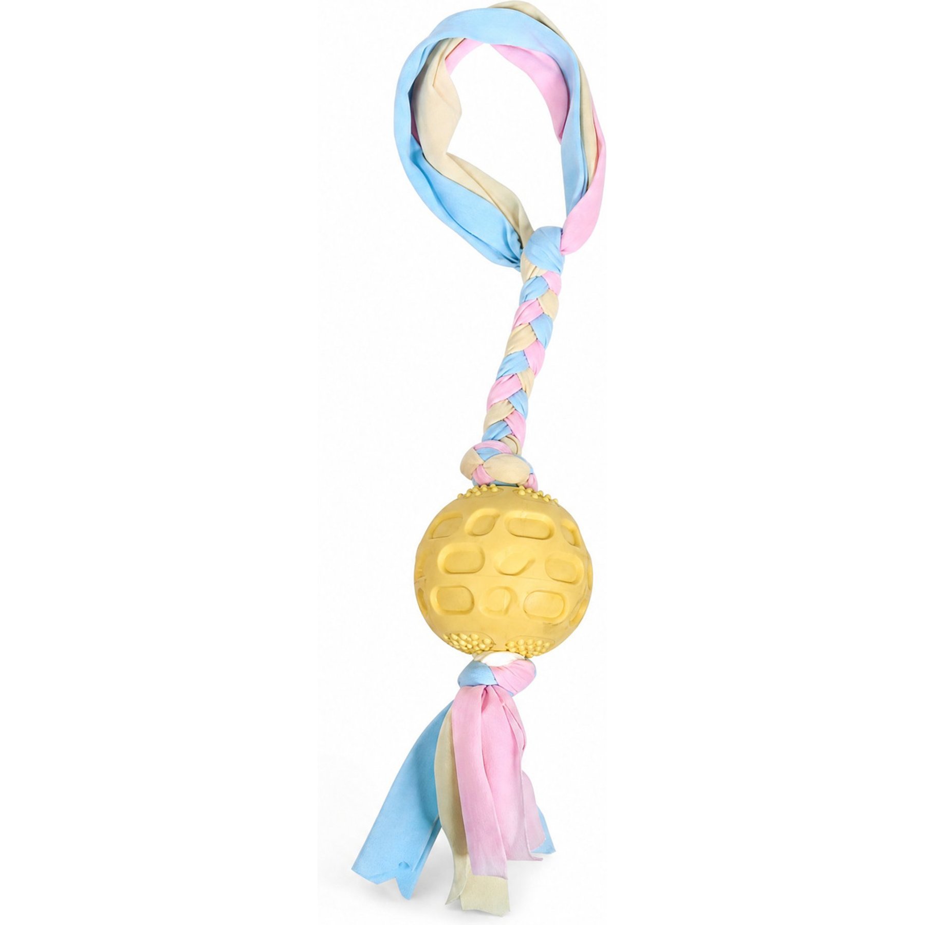 Kseroo Patterned Ball Knotted Rope Teething Training Chew Dog Toy, Yellow