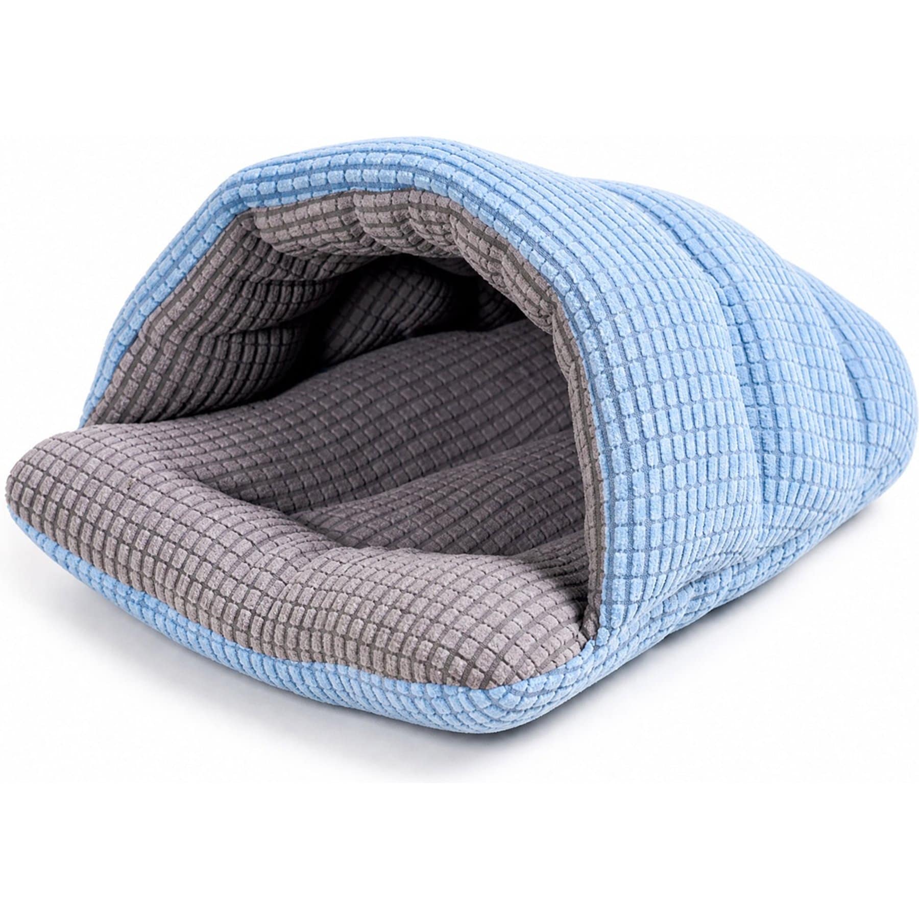 Joyahoo Plush Hideout & Sleeping Den Soft Small Animal Bed, Blue/Grey