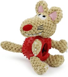 Kseroo Plush Mouse Squeaky Stuffed Animal with Rubber Core Dog Chew Toy, Red