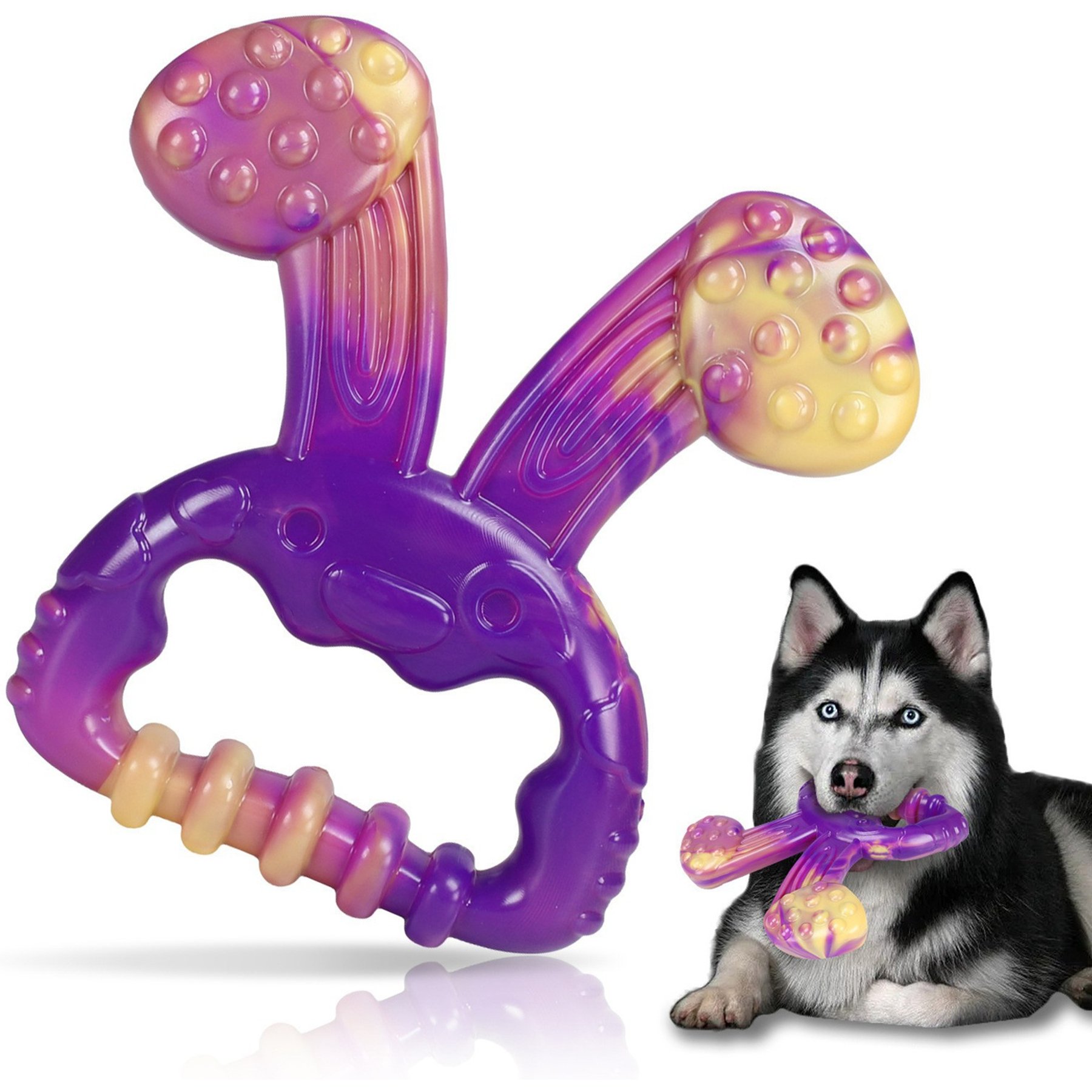 Kseroo Rabbit Beef-Flavored Nylon Tough Chew Dog Toy, Purple