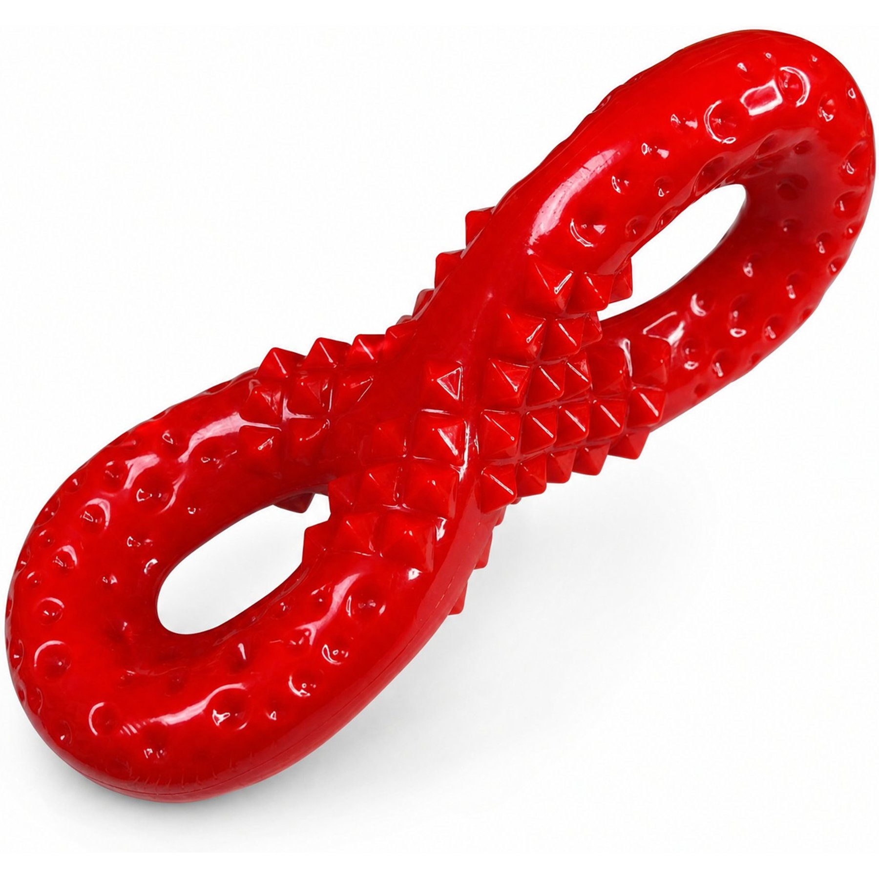 Kseroo Red Twisted 8-Bone Bacon Flavored Nylon Dental Care Dog Chew Toy, Red