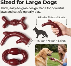 Kseroo Ring Bone Bacon Flavored Nylon Dental Care Dog Chew Toy, Red, 3 count slide 2 of 7