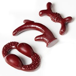 Kseroo Ring Bone Bacon Flavored Nylon Dental Care Dog Chew Toy, Red, 3 count