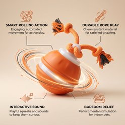 Kseroo Rope-Equipped Interactive Rolling Cat Toy Ball, Orange slide 2 of 9