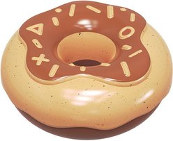Kseroo Rubber Donut Floating Squeaky & Dental Teething Chew Dog Toy, Brown