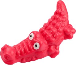 Kseroo Short Flat Crocodile Bacon Flavored Nylon Dental Care Dog Chew Toy, Red